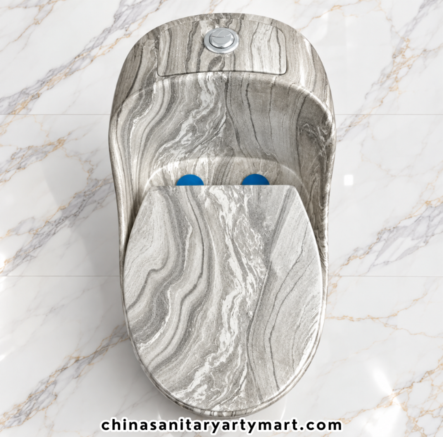 T303MBB grey marble shed commode, Tornado Jet Flush marble toilet, grey marble one piece commode, marble pattern bathroom toilet, designer grey commode