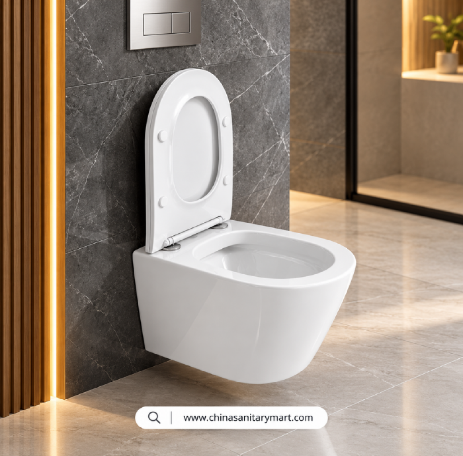 W-2353 wall hung commode, white wall mounted toilet, modern wall hung ceramic commode, space saving bathroom toilet, China Sanitary Mart wall hung toilet
