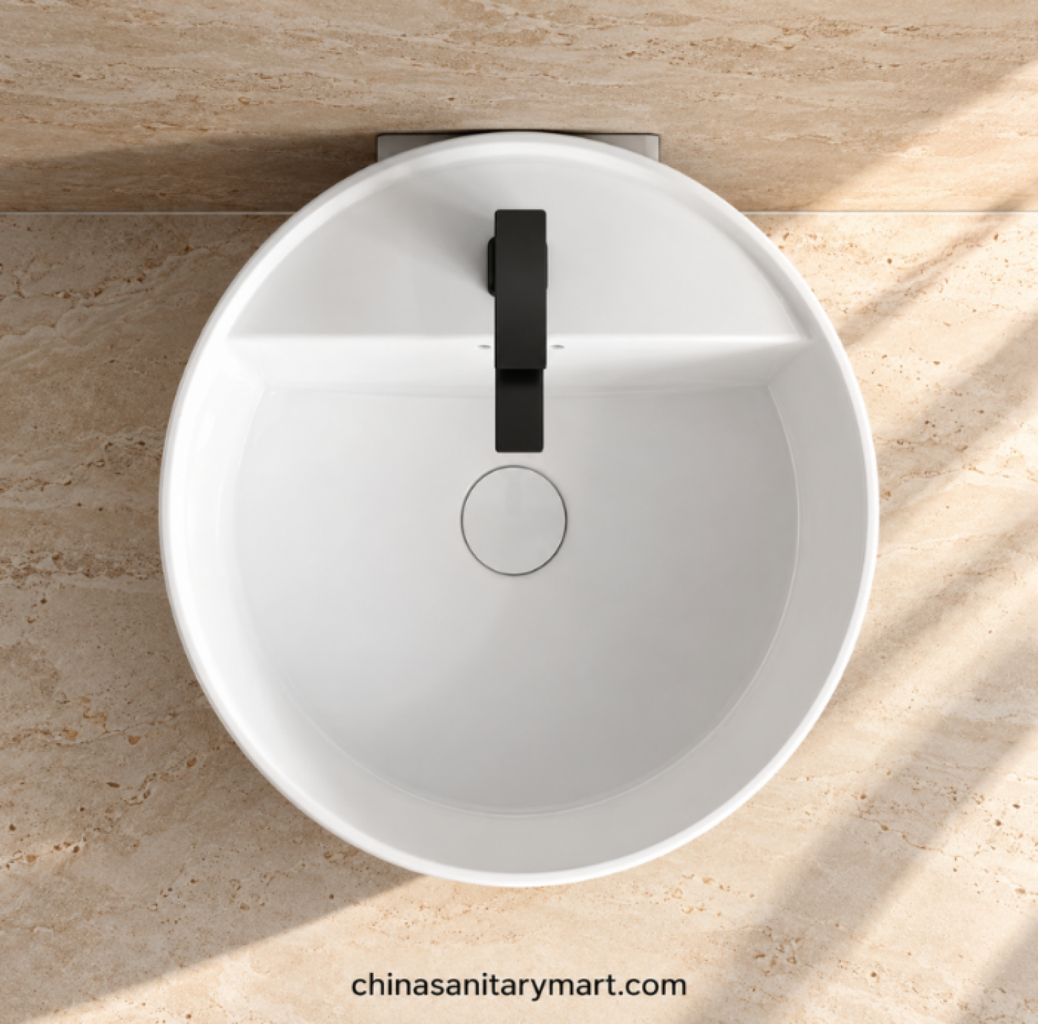 W-B-173 18x18 inch wall hung basin, round column-shaped white basin, glossy ceramic wall mounted wash basin, modern round bathroom basin, space saving wall hung basin