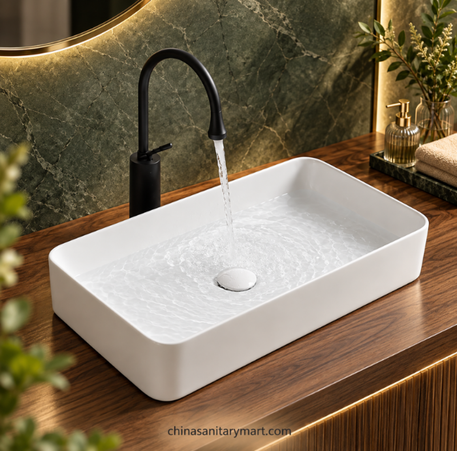 W-9504 24x14 inch tabletop basin, rectangular white ceramic wash basin, glossy countertop basin, modern bathroom vanity basin, 24 inch rectangular wash basin