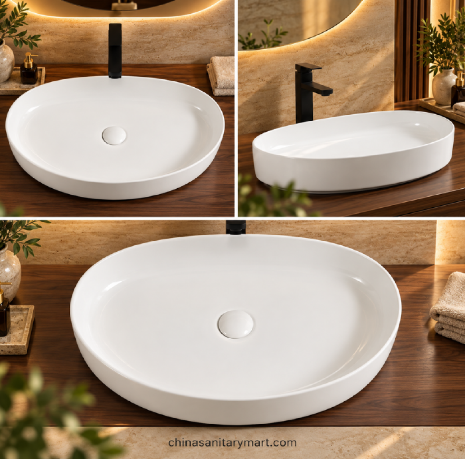 W-8307 premium ceramic countertop basin, 26x16x5 inch wash basin, modern ceramic top basin, bathroom vanity basin, premium countertop wash basin Bangladesh