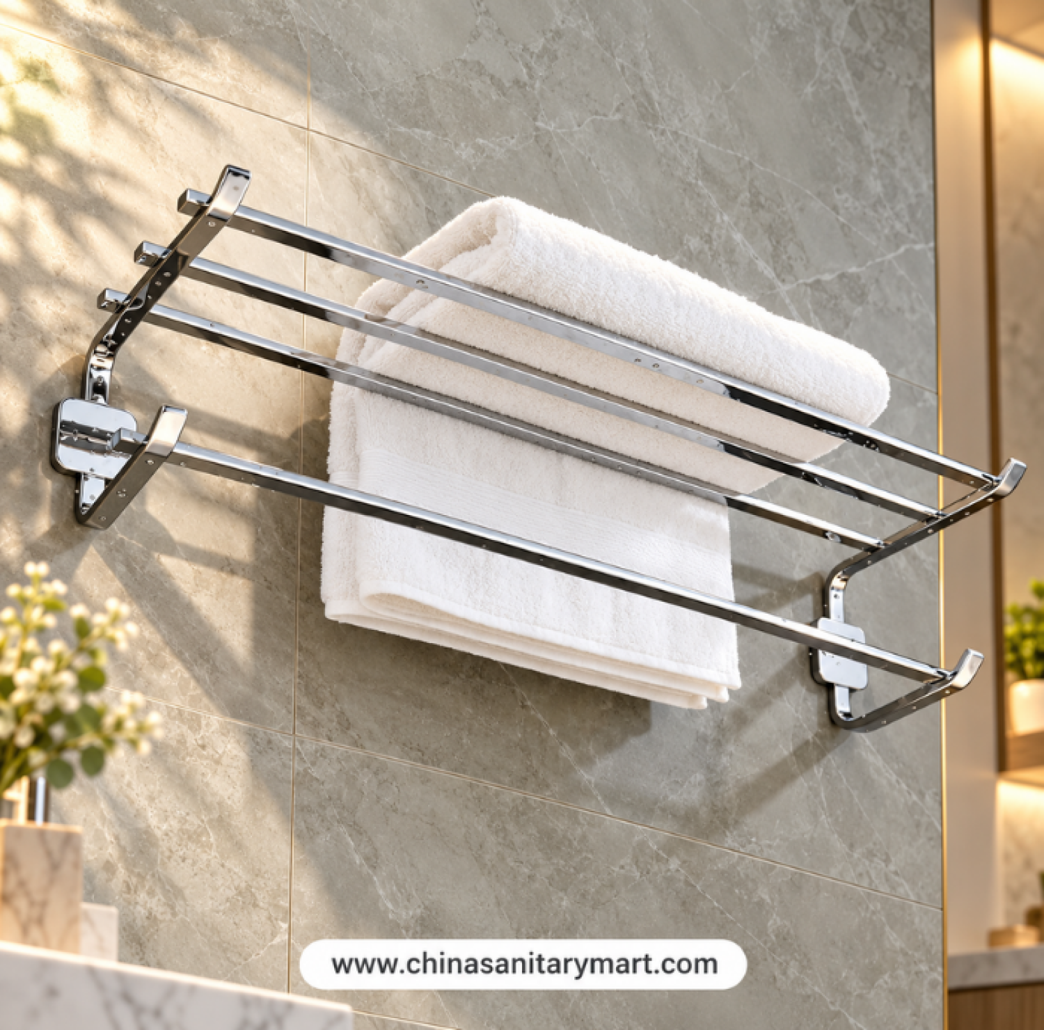 W-Model brass towel rack, brass bathroom towel holder, bathroom towel hanger, brass bathroom accessories, towel rack for washroom