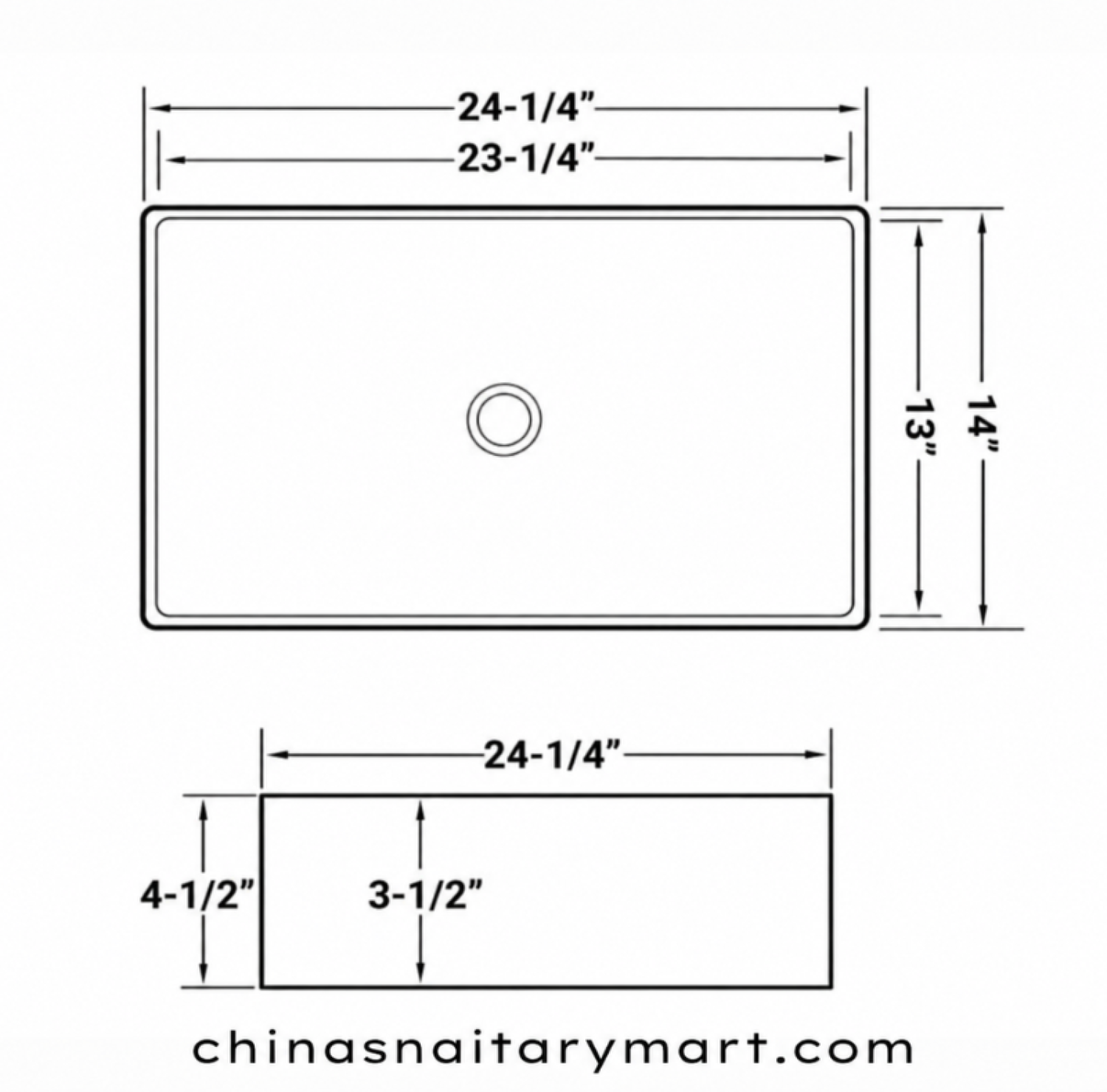 IS-A3068 14 × 24 Inch White Marble Top Basin with premium ceramic construction, glossy white finish, rectangular countertop design, spacious wash bowl, scratch-resistant surface, and modern luxury bathroom for residential and commercial use.