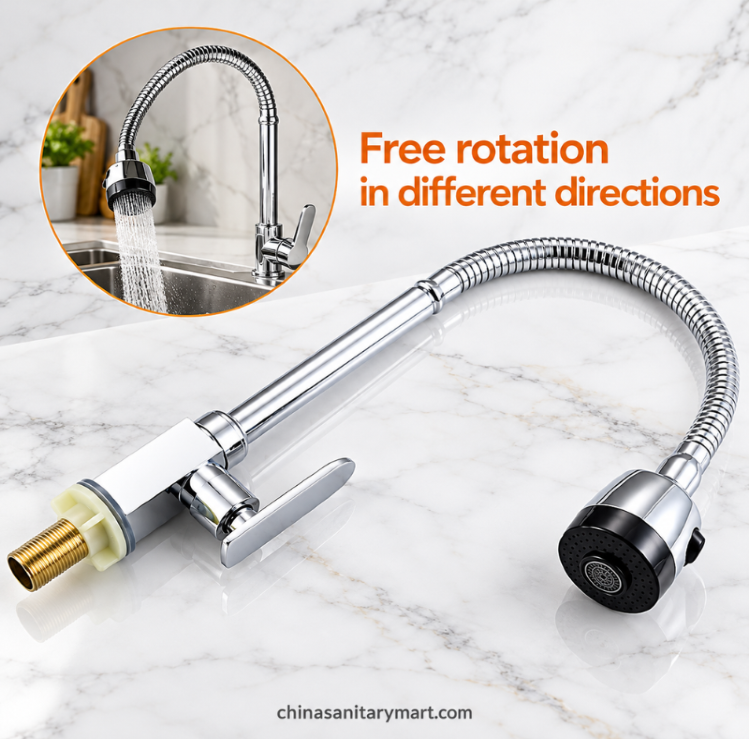 bendable sink tap, chrome kitchen faucet with flexible hose, adjustable spout sink tap, flexible chrome sink mixer, modern kitchen sink fitting