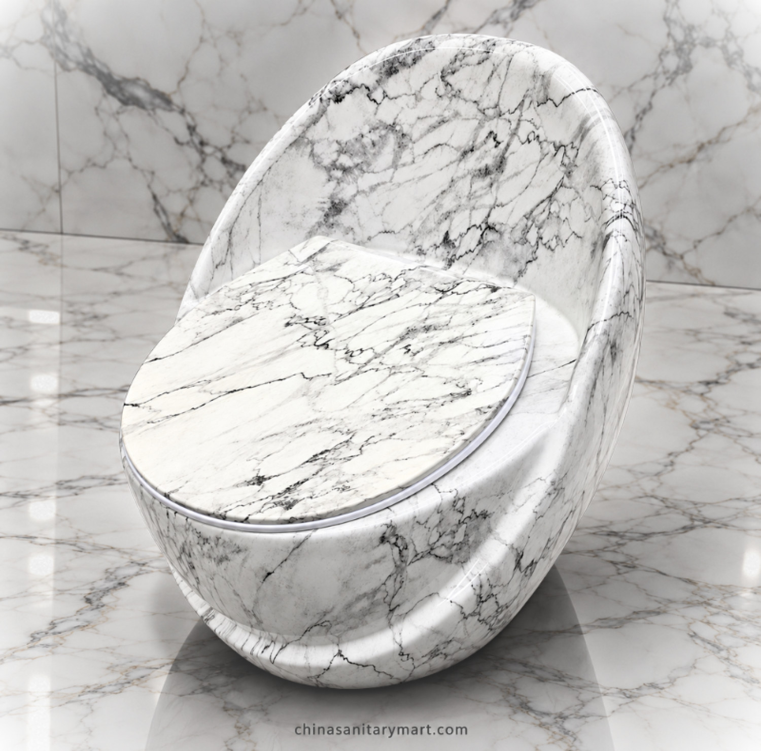 IS-T406A white marble shed commode, white marble finish toilet, designer bathroom commode, modern white commode, decorative marble-style toilet