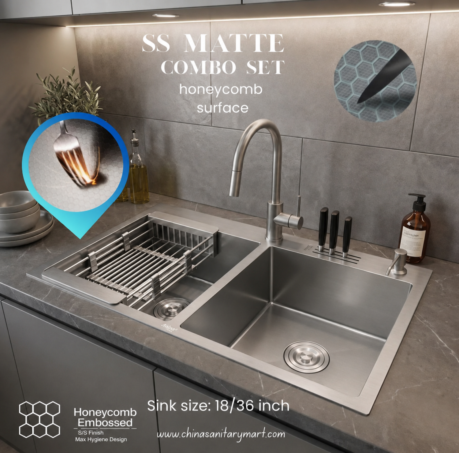 sink,kitchensink,blacksink,sinkcombo,32inchsink,handmadesink, 18/32 Inch Sink matte, honeycomb