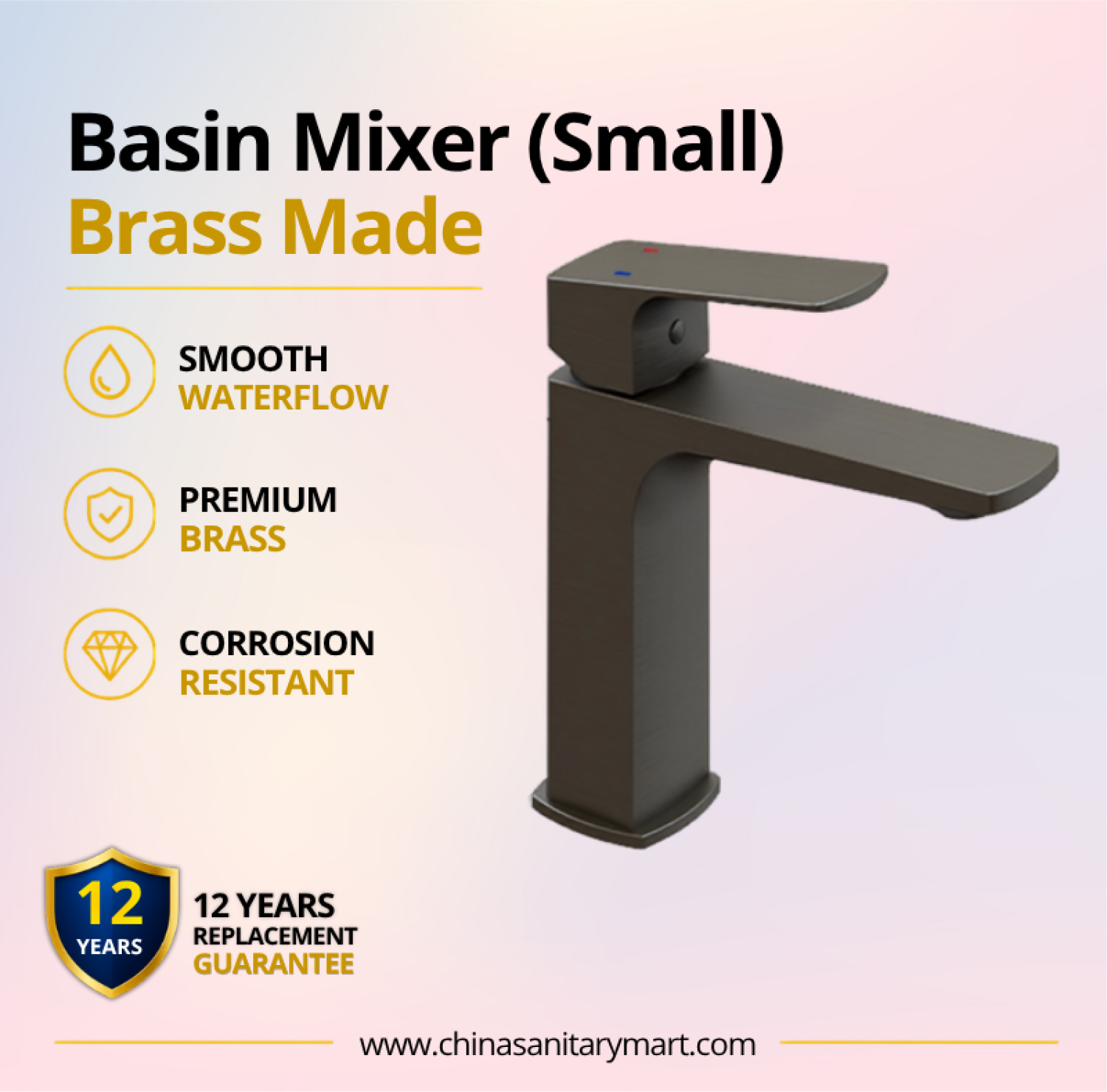 AST basin mixer small Titan, Titan basin mixer, small brass basin faucet, premium bathroom faucet, vanity basin mixer, modern Titan faucet, hot cold basin mixer, single lever basin faucet, China Sanitary Mart