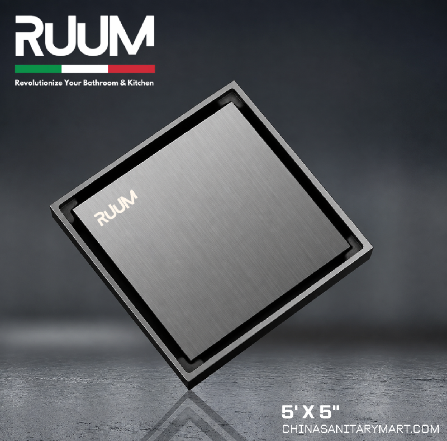 5x5 floor drain, anti odor floor drain, anti insect drain, stainless steel floor drain, bathroom drain, shower drain, square floor drain, SUS 304 drain, cockroach proof drain, fast drainage floor drain, China Sanitary Mart