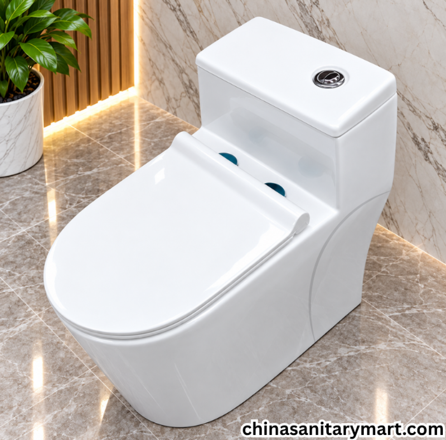 IS-T3995 Tornado Jet Flush Commode, white one piece commode, tornado flush toilet, jet flush toilet, modern white toilet