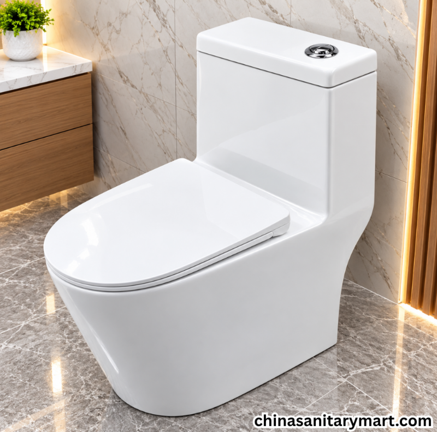 IS-T963 white one piece commode, tornado jet flush toilet, modern white commode, IS-T963 bathroom toilet