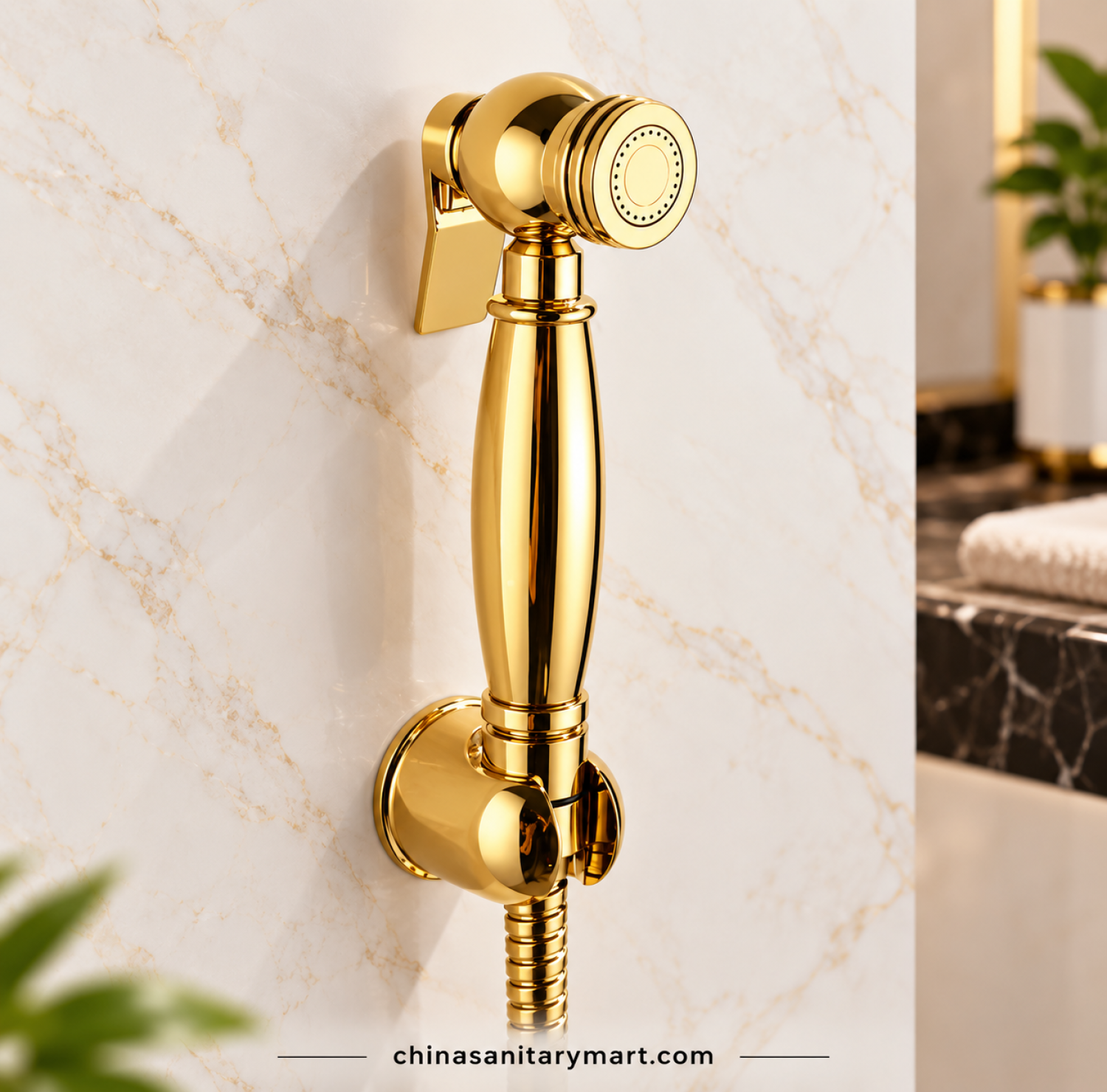 Toilet push shower, Push shower, golden push shower