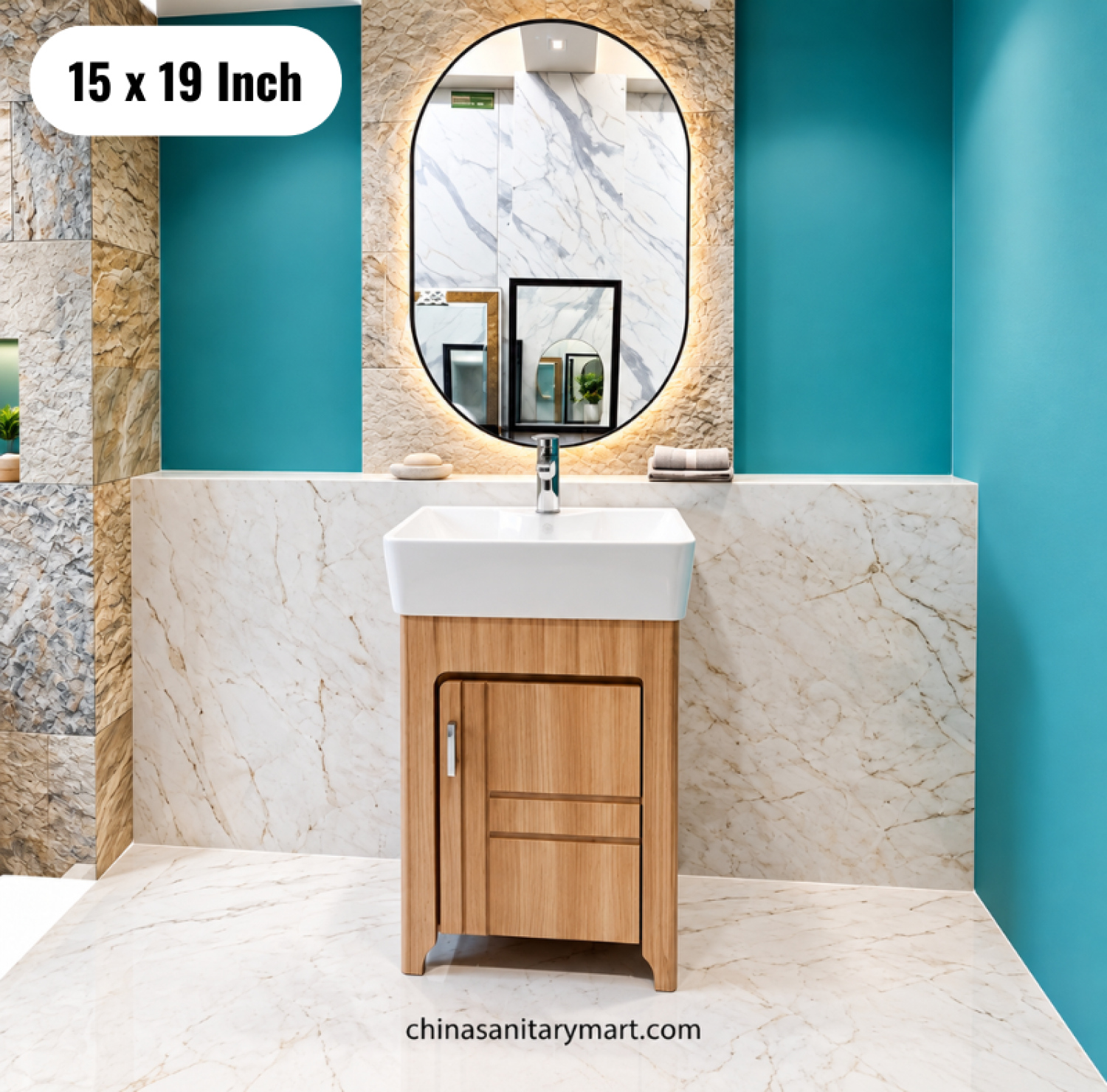 15x19 wooden basin cabinet set, countertop basin with wooden vanity, bathroom cabinet with faucet and mirror, wooden bathroom vanity Bangladesh