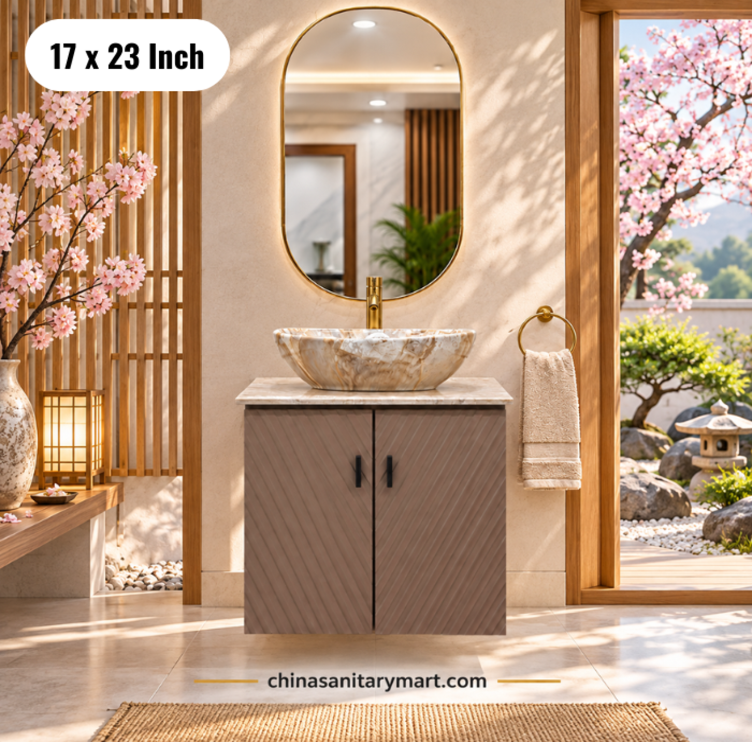 17x23 pink basin cabinet, pink bathroom vanity with top basin, basin cabinet with faucet and mirror, pink bathroom cabinet, bathroom vanity Bangladesh
