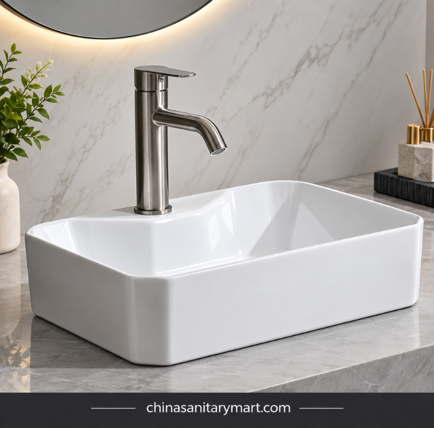 20x15 inch 0245A top basin, white ceramic countertop basin, 505x375x130mm basin, rectangular white wash basin, modern bathroom top basin