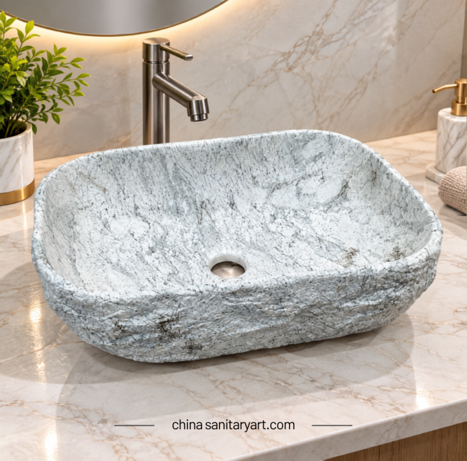 12x18 inch grey marble shed stone basin, grey stone countertop basin, marble wash basin, textured stone basin, rectangular grey bathroom basin