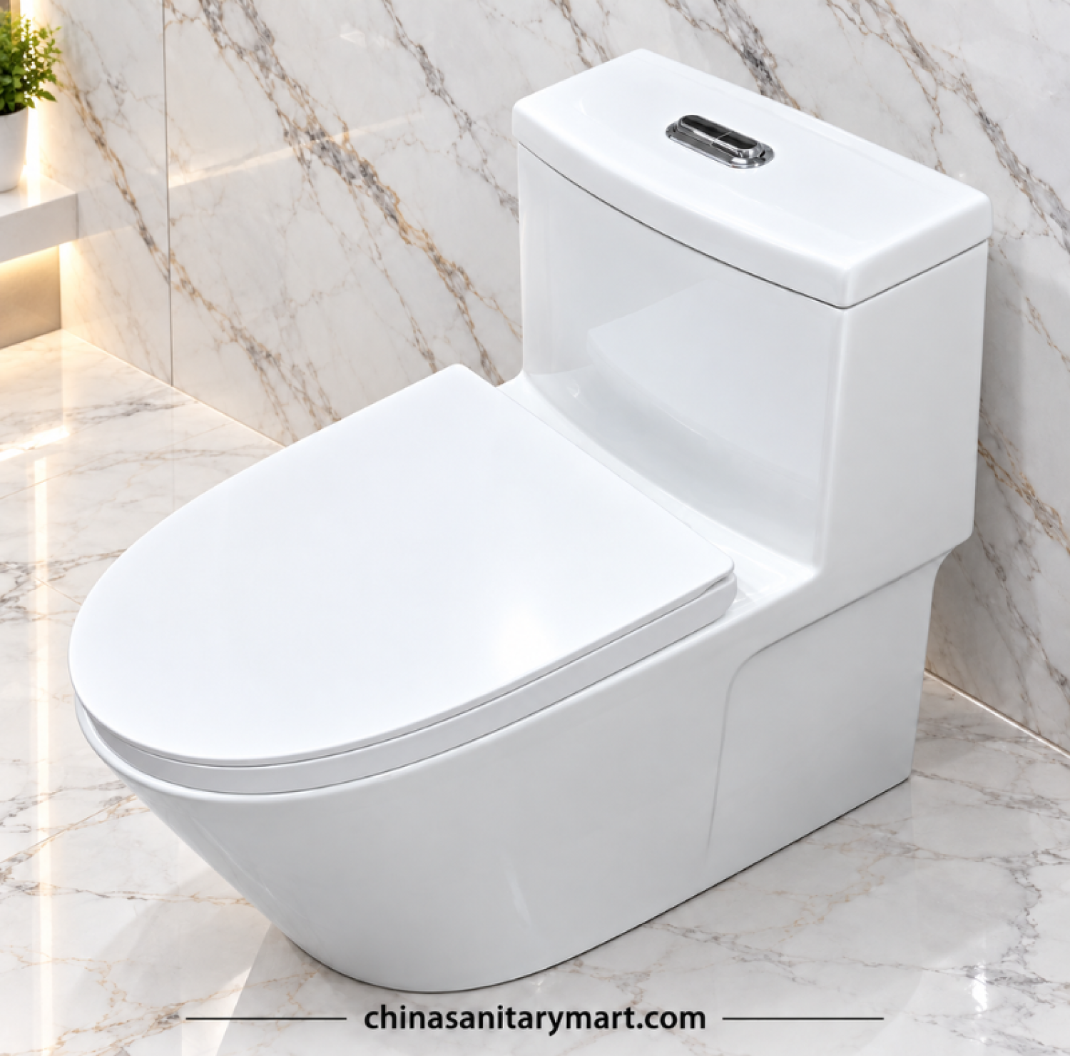 IS-3822 Tornado Jet Flush commode, IS-3822 white one piece toilet, Tornado and Jet Flush toilet, modern white commode, one piece bathroom toilet