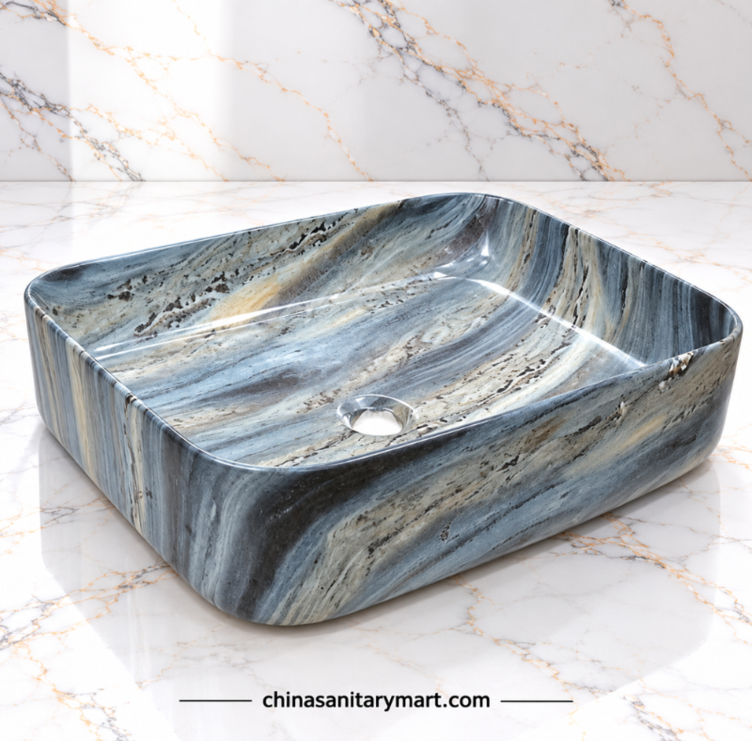 A5014MC 15.5x20 top basin, grey marble style countertop basin, rectangular grey wash basin, designer marble bathroom basin, modern top basin
