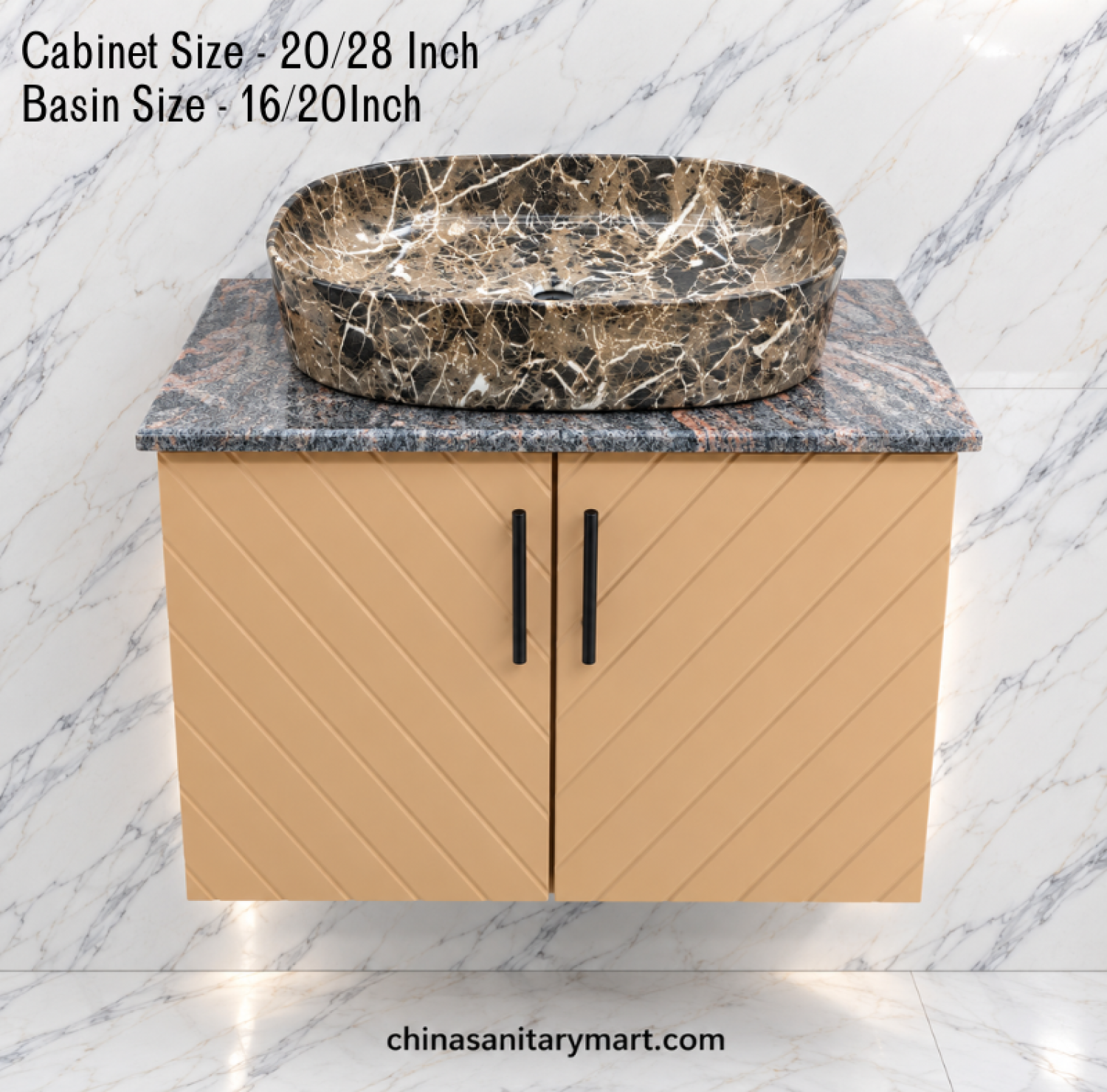 20x28 peach basin cabinet, 16x20 marble Counter basin, peach bathroom vanity, customizable PVC basin cabinet, waterproof bathroom cabinet, designer top basin
