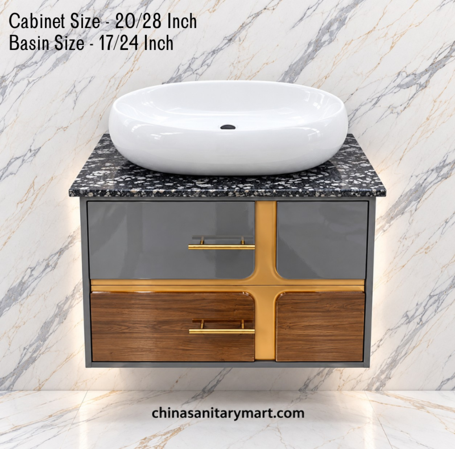 20x28 grey wooden basin cabinet, 17x24 white Counter Basin, grey wood bathroom vanity, PVC waterproof cabinet, Duco paint basin cabinet, marble slab vanity set