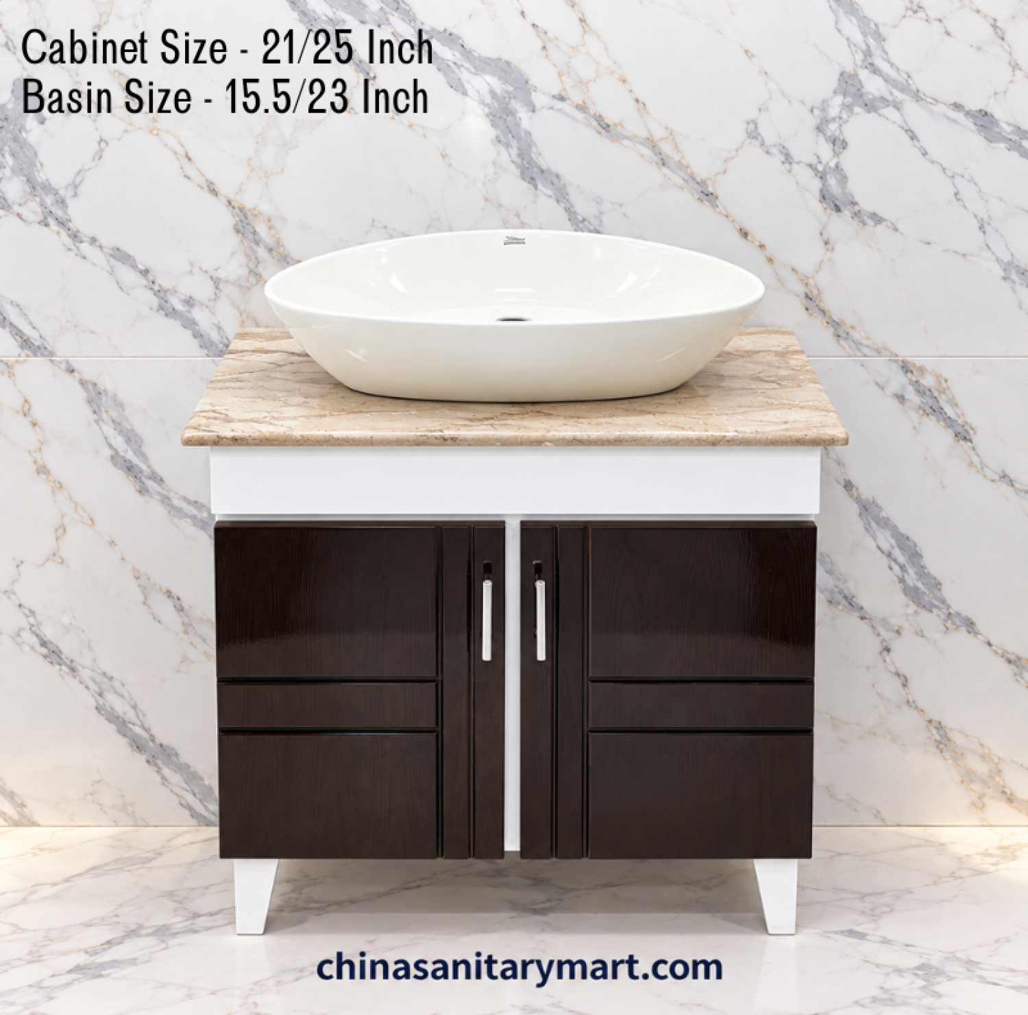 21x25 basin cabinet, 15.5x23 white top basin, wooden texture bathroom vanity, multi drawer cabinet, customizable PVC basin cabinet, white oval bathroom basin