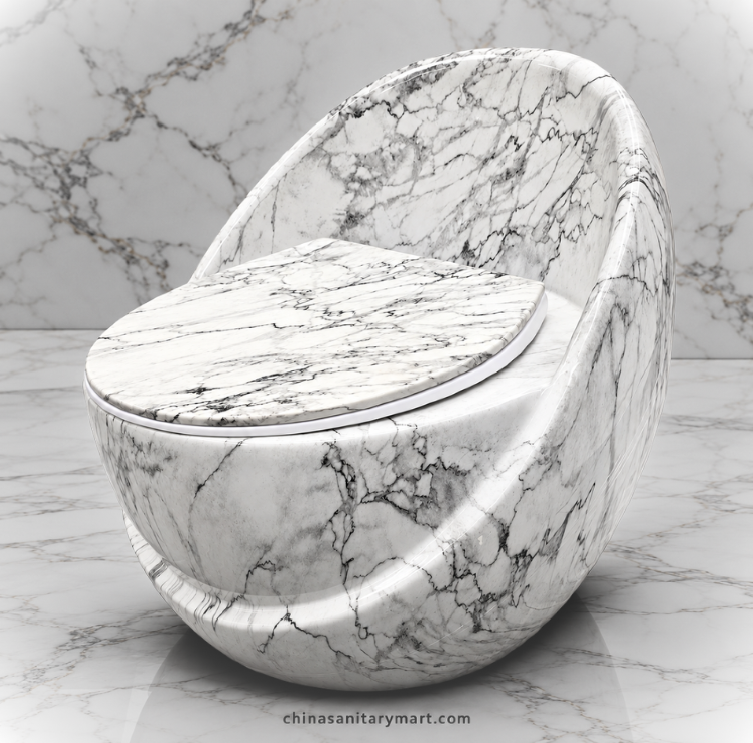 IS-T406A white marble shed commode, white marble finish toilet, designer bathroom commode, modern white commode, decorative marble-style toilet